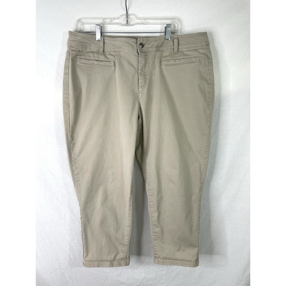 Lane Bryant Cropped Pants Womens 18 Beige Tan Chino Khakis